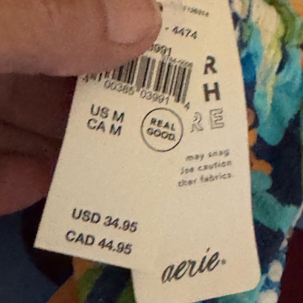 AA-266 Aerie NWT High Cut Cheeky Blue & Orange Floral‎ Bikini Bottoms Size M - Picture 6 of 12